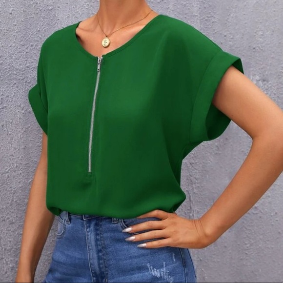 Boho zipper detail v neck blouse - Picture 11 of 16